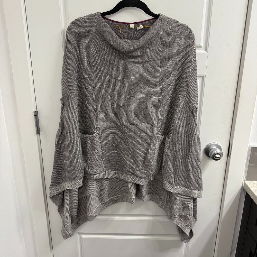 Anthropologie Poncho Moth Madison‎ Park Grey Ribbed Cashmere Blend XS/SM